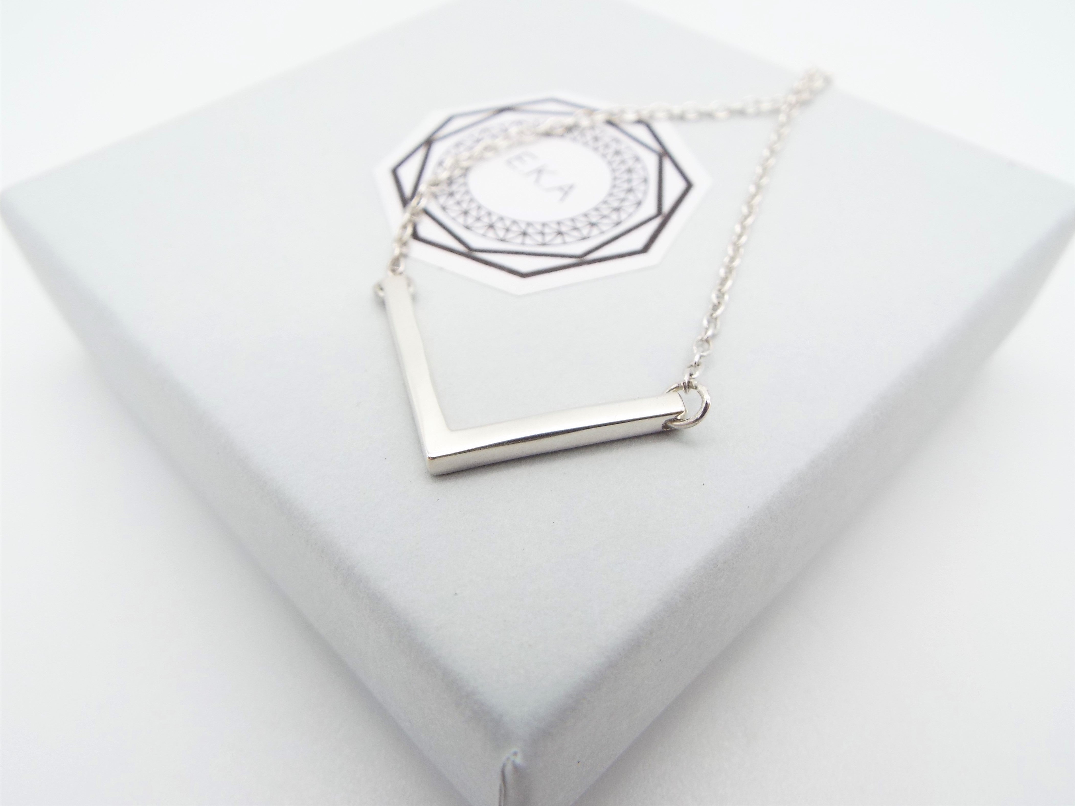 Sterling Silver V Bar Necklace