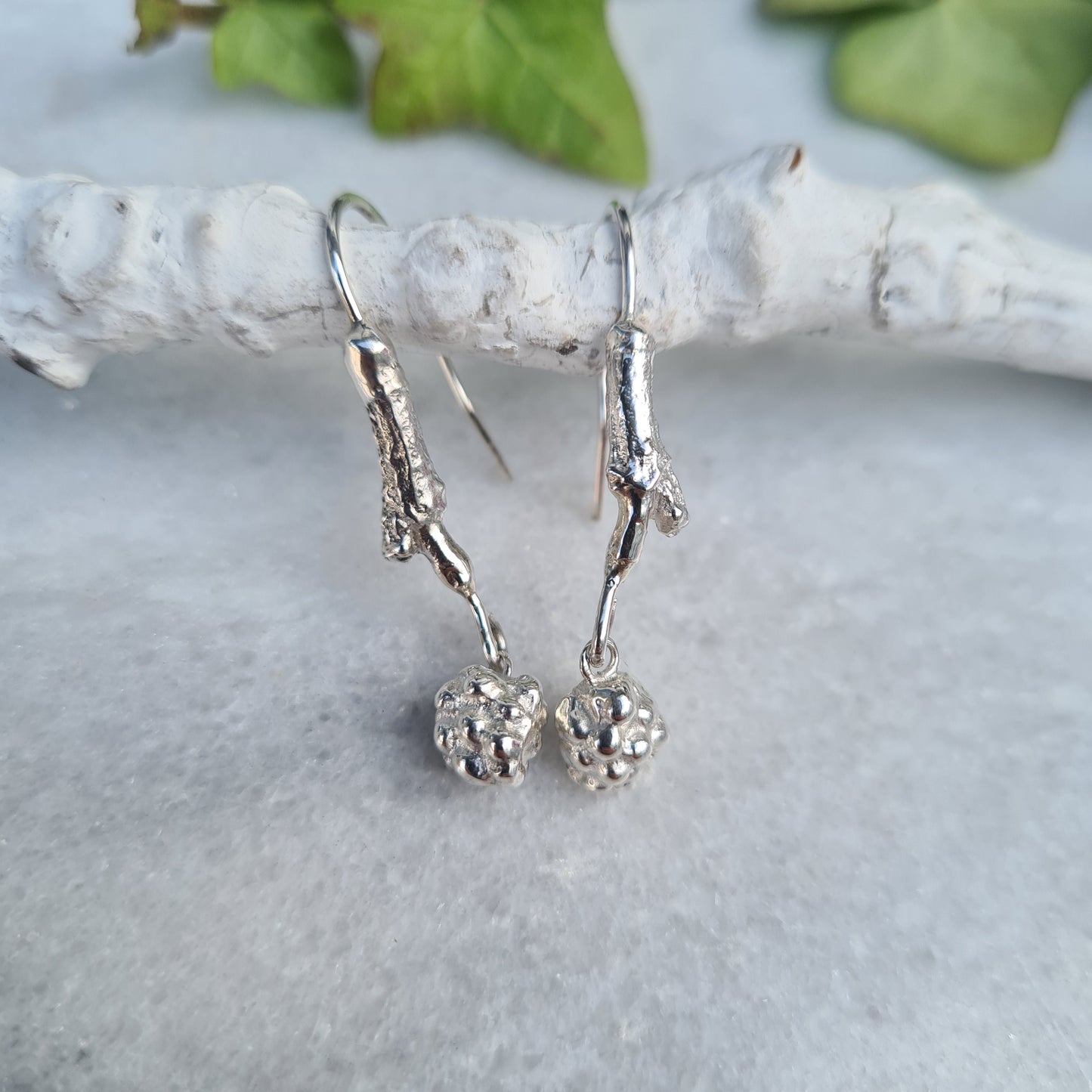 Bramble Drop Earrings - Recycled Sterling Silver