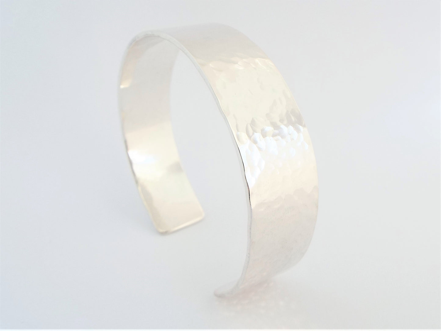 Hammered Silver Cuff Bracelet Wide - Personalised