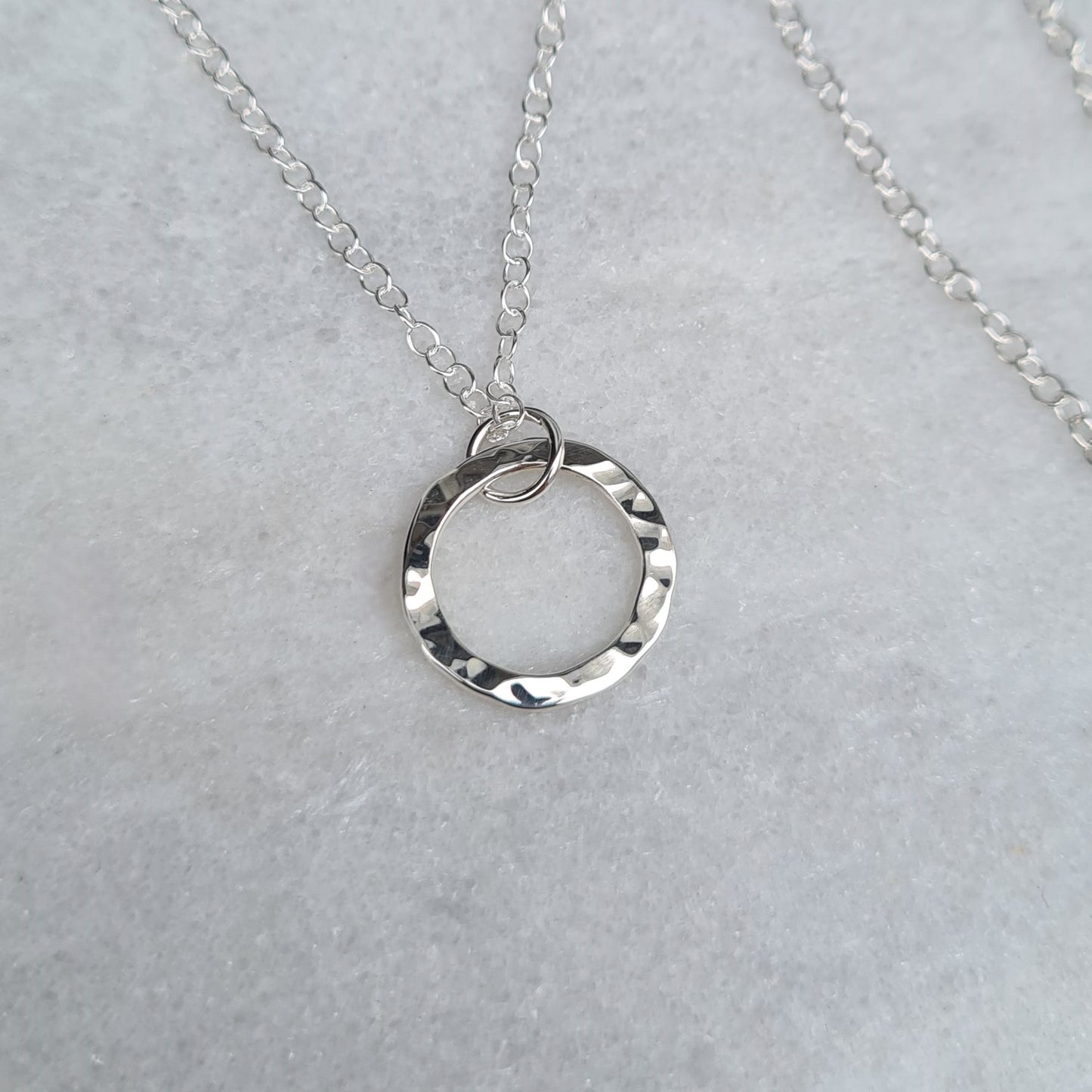 Hammered Silver Circle Necklace