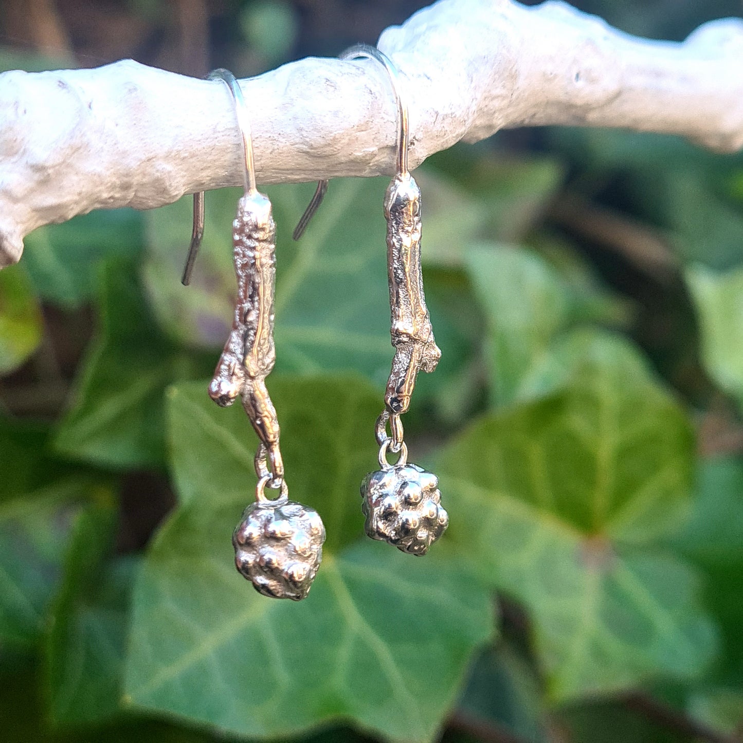 Bramble Drop Earrings - Recycled Sterling Silver