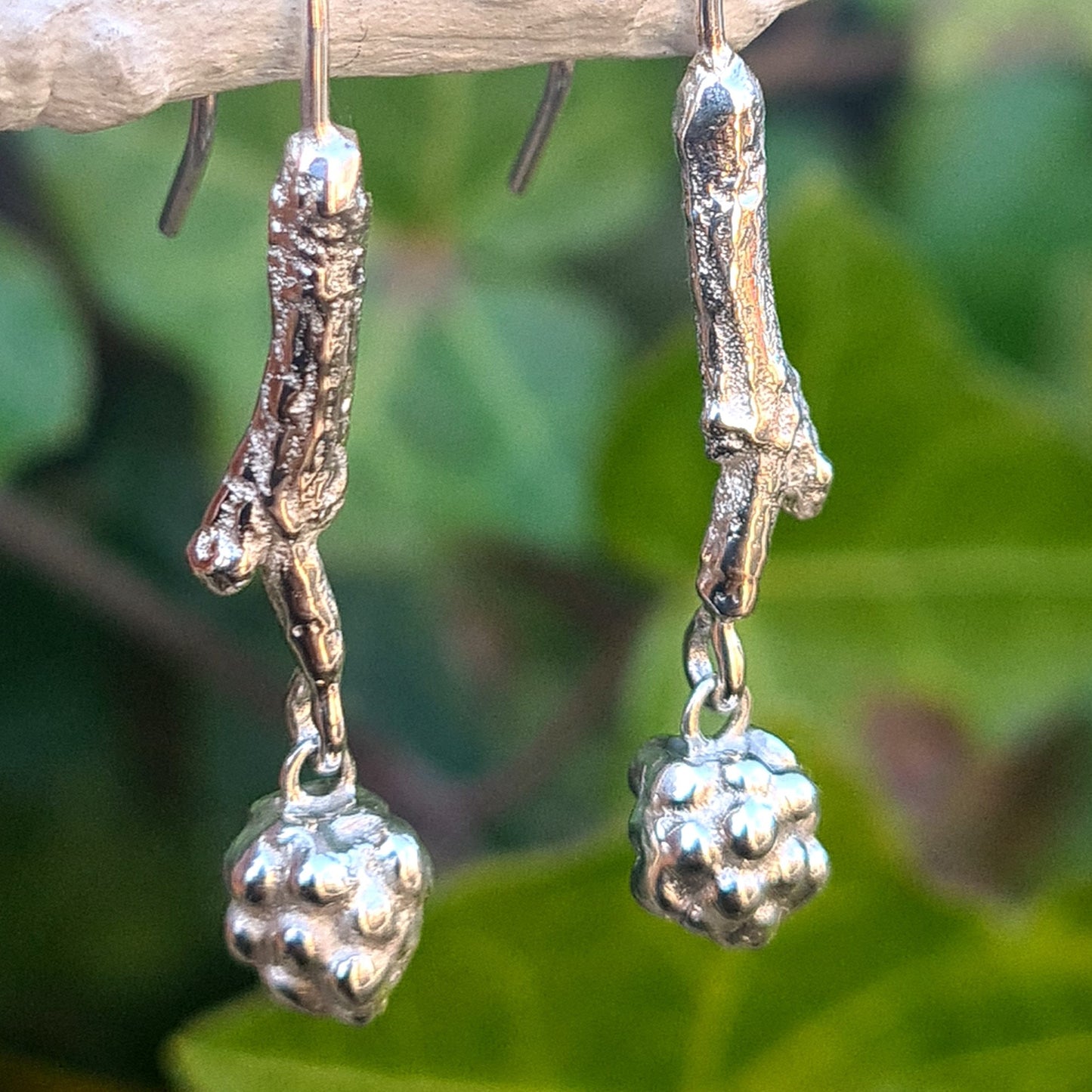 Bramble Drop Earrings - Recycled Sterling Silver