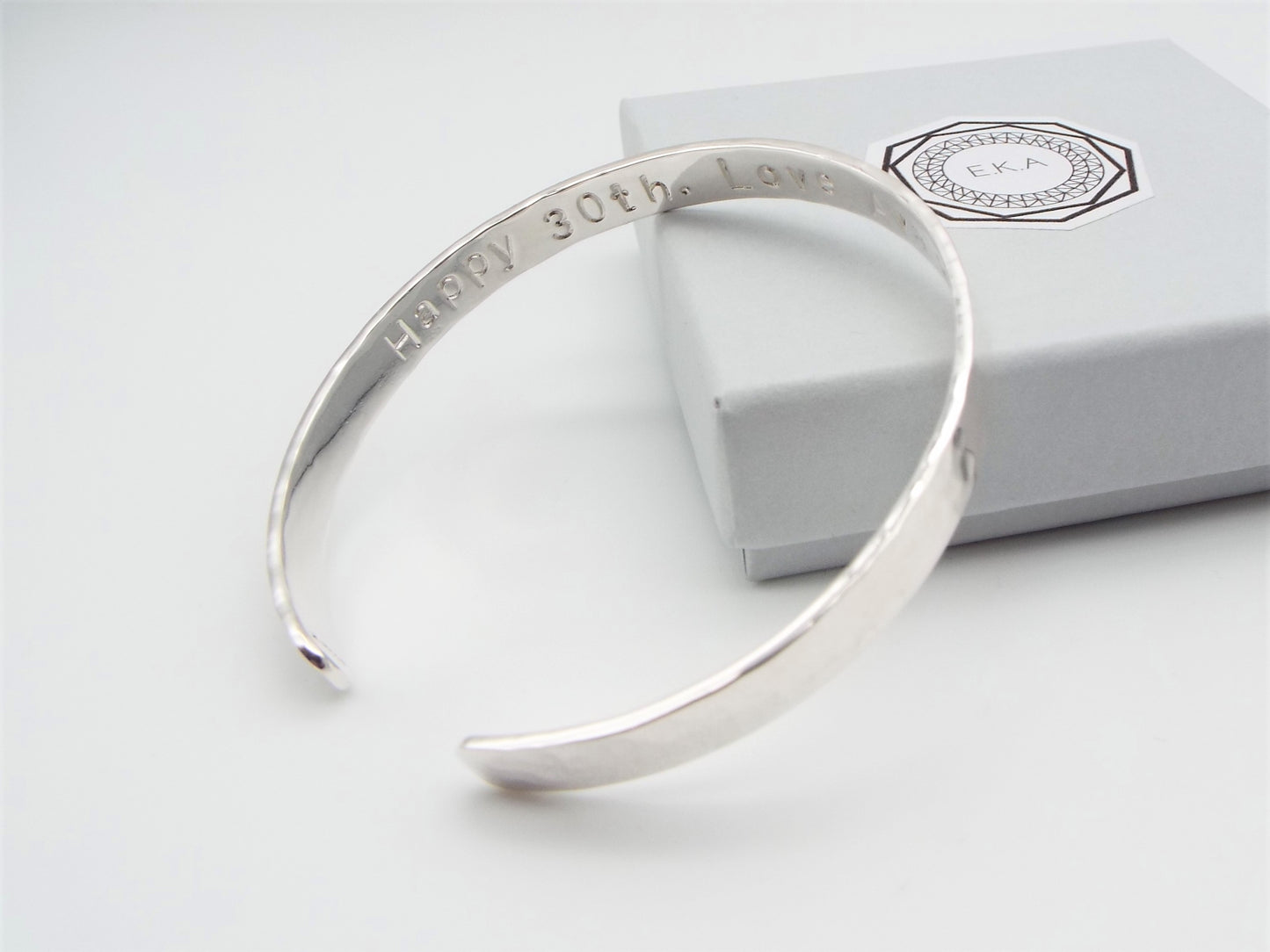 Hammered Sterling Silver Cuff Bracelet - Personalised