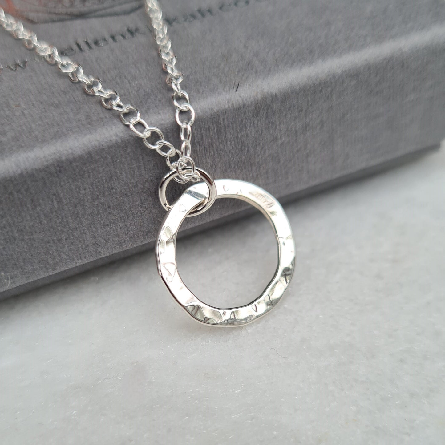 Hammered Silver Circle Necklace