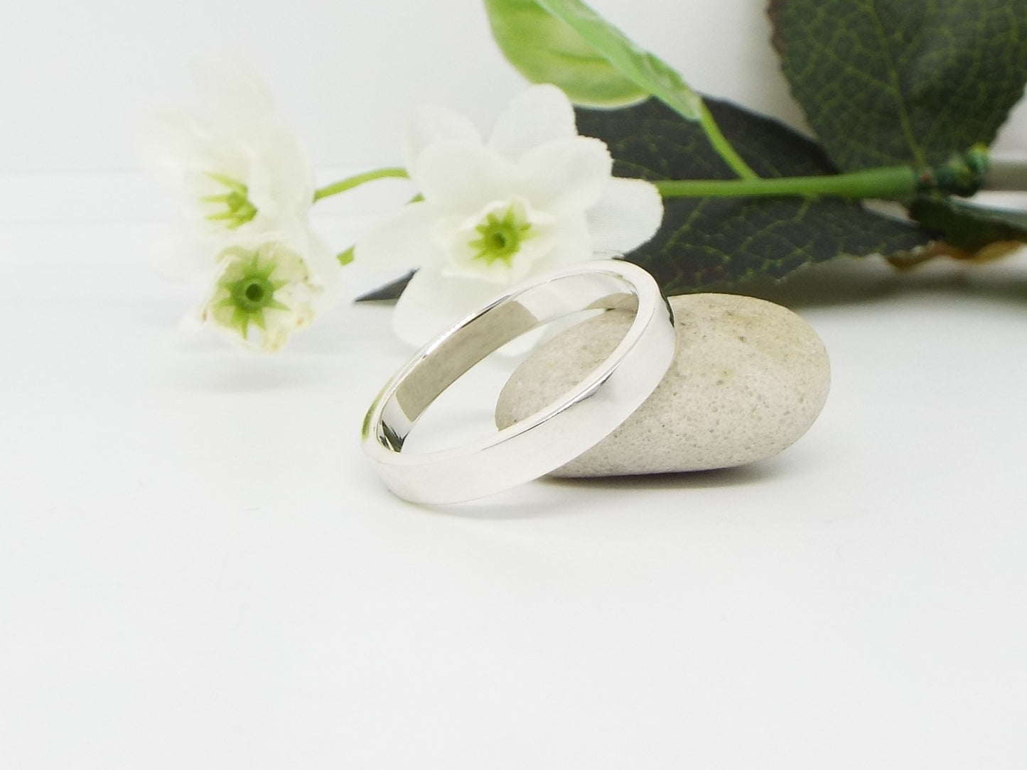 Silver Ring Set Flat profile - smooth polished finish new