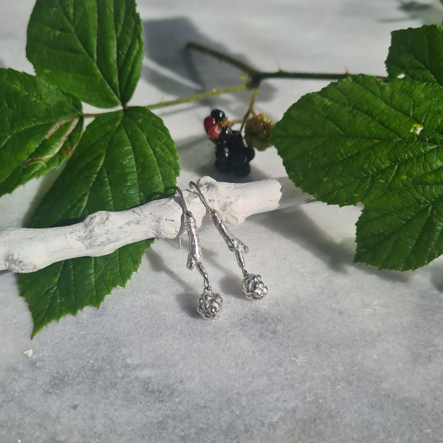 Bramble Drop Earrings - Recycled Sterling Silver