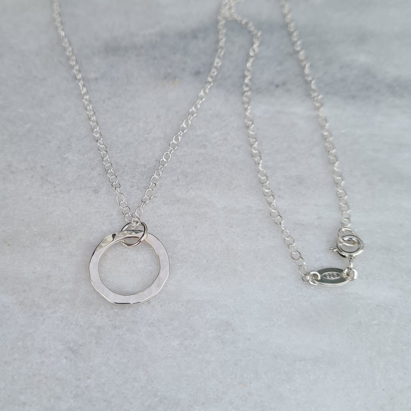 Hammered Silver Circle Necklace