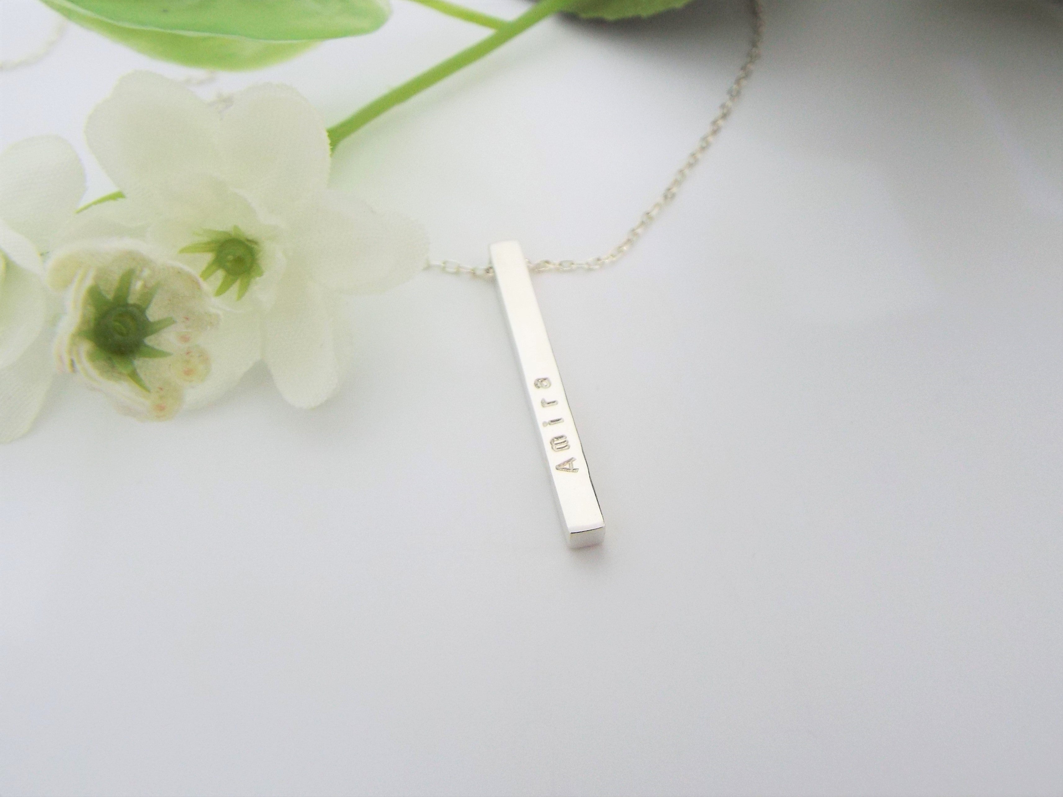 Sterling silver bar hot sale pendant necklace