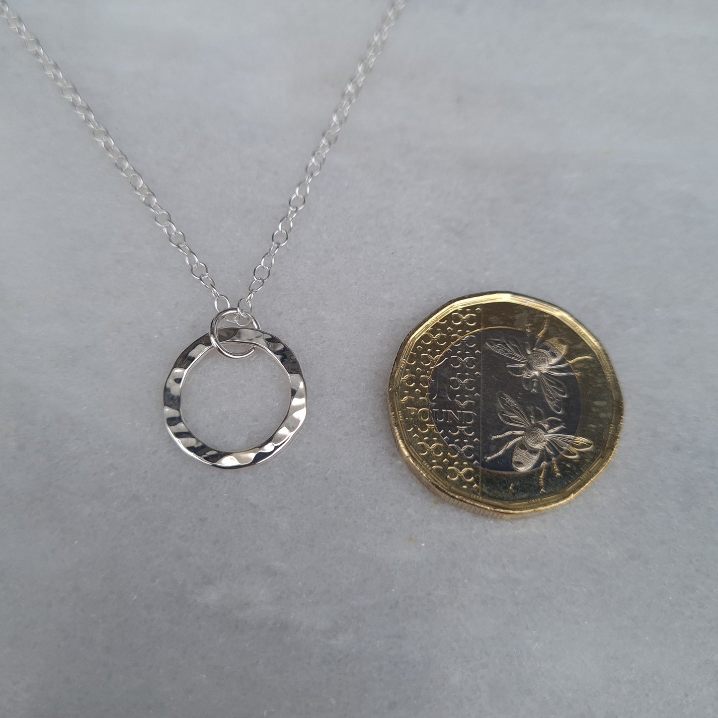 Hammered Silver Circle Necklace