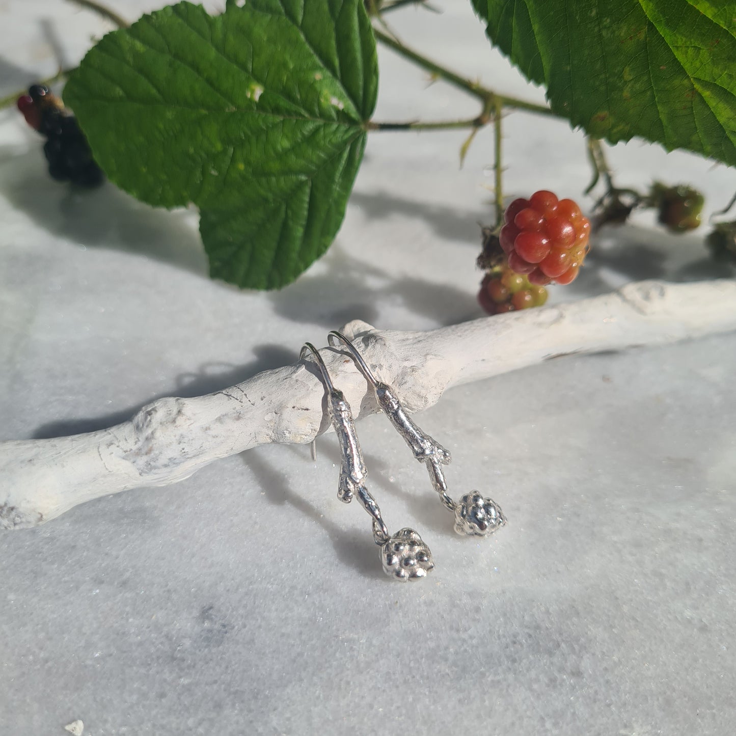 Bramble Drop Earrings - Recycled Sterling Silver