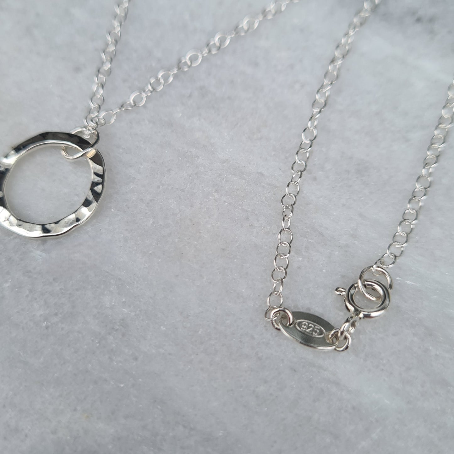 Hammered Silver Circle Necklace