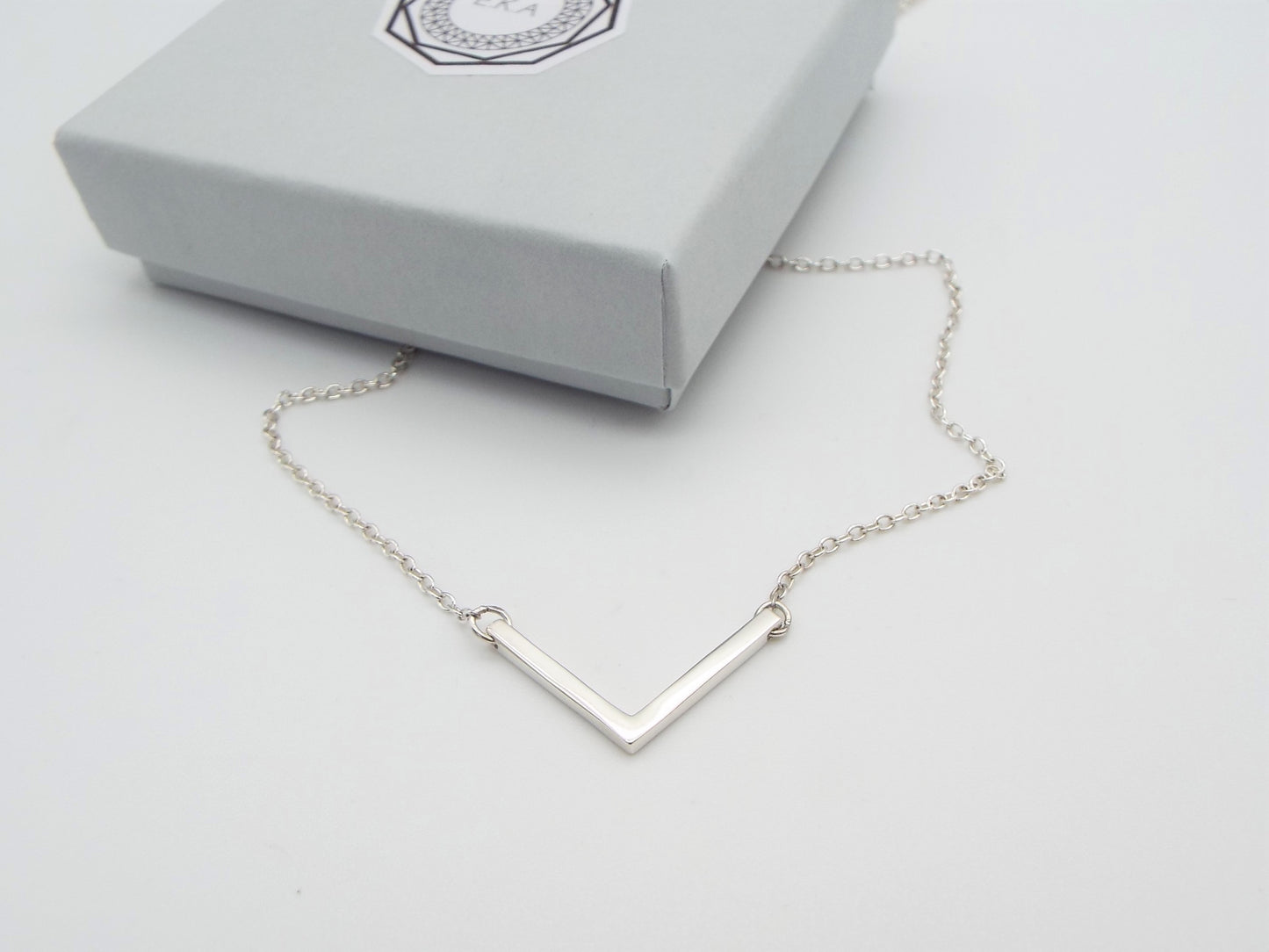 V Bar Silver Necklace