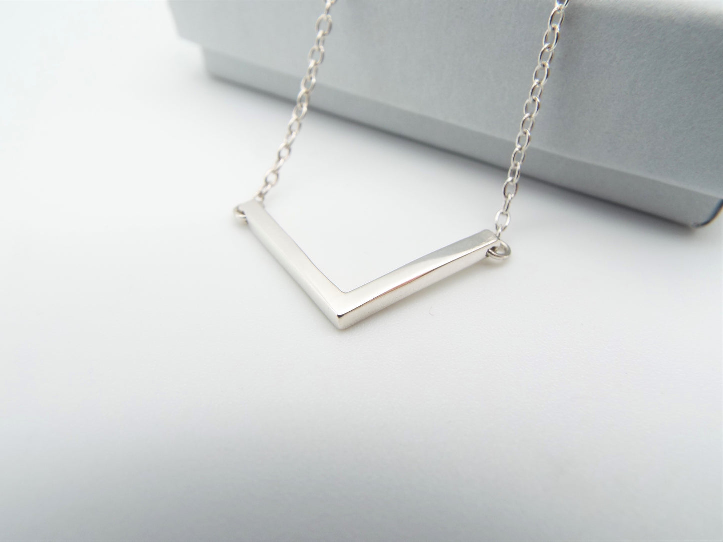 V Bar Silver Necklace