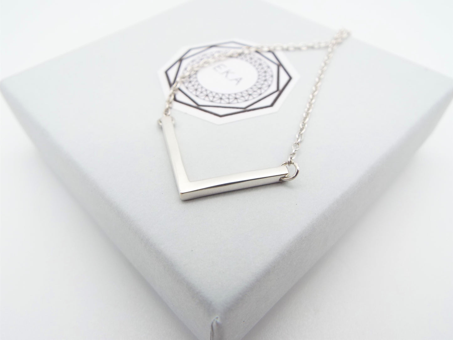 V Bar Silver Necklace