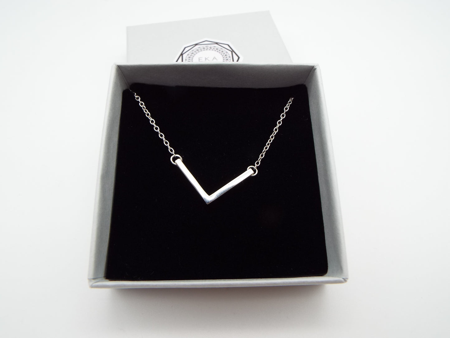 V Bar Silver Necklace